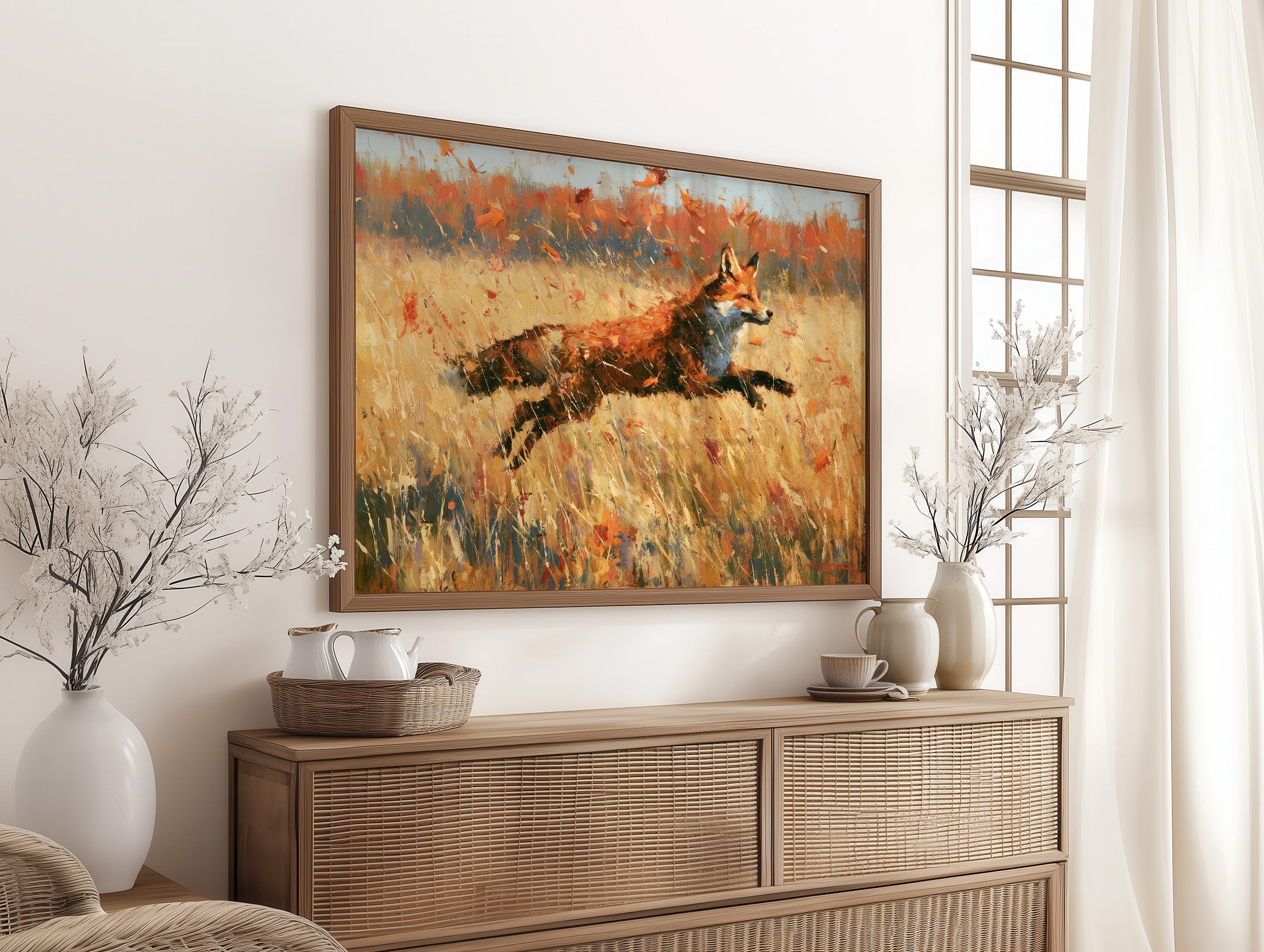 Fox, Leaping Through Gold