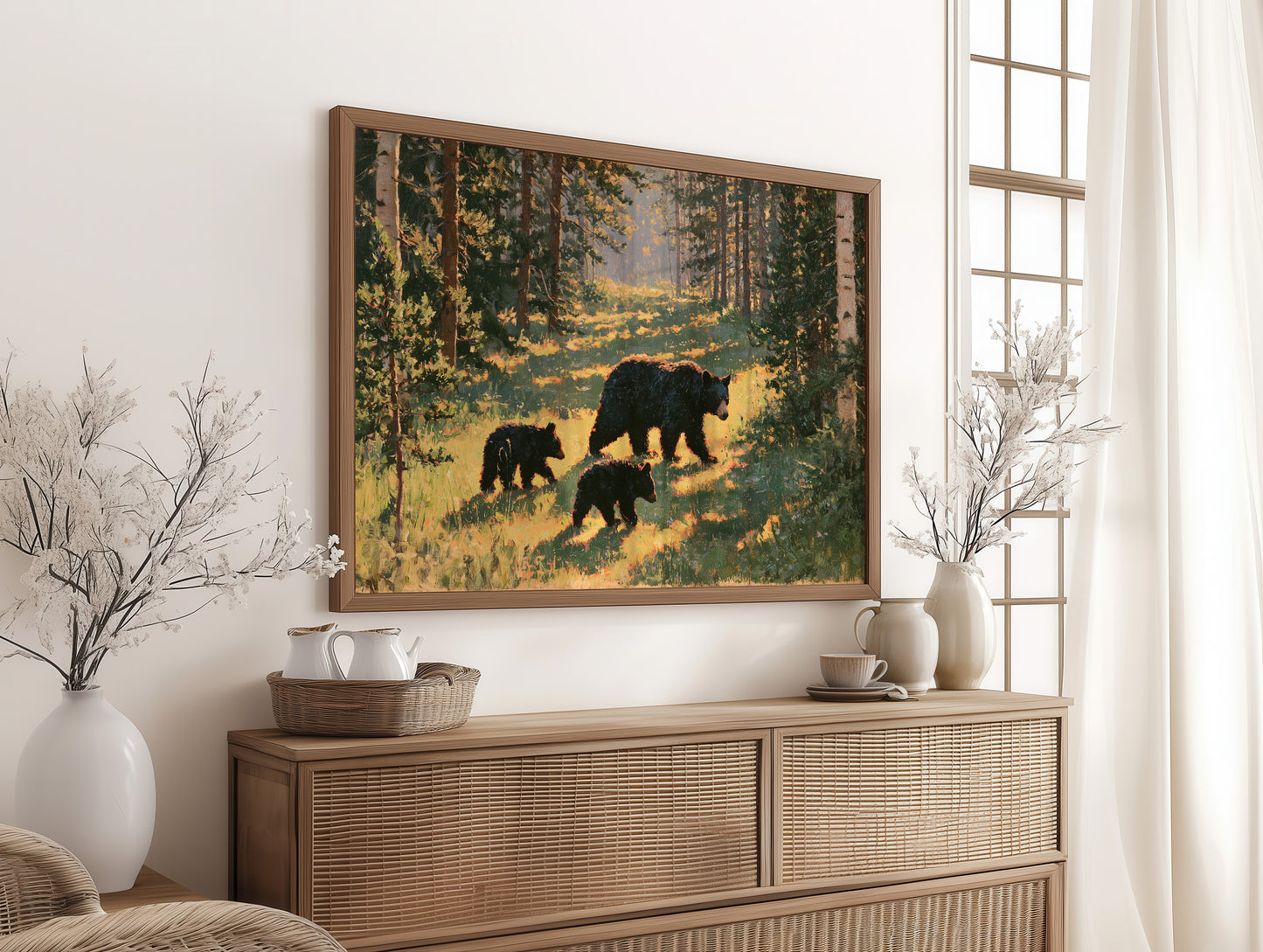 Black Bear Family, Dappled Trail