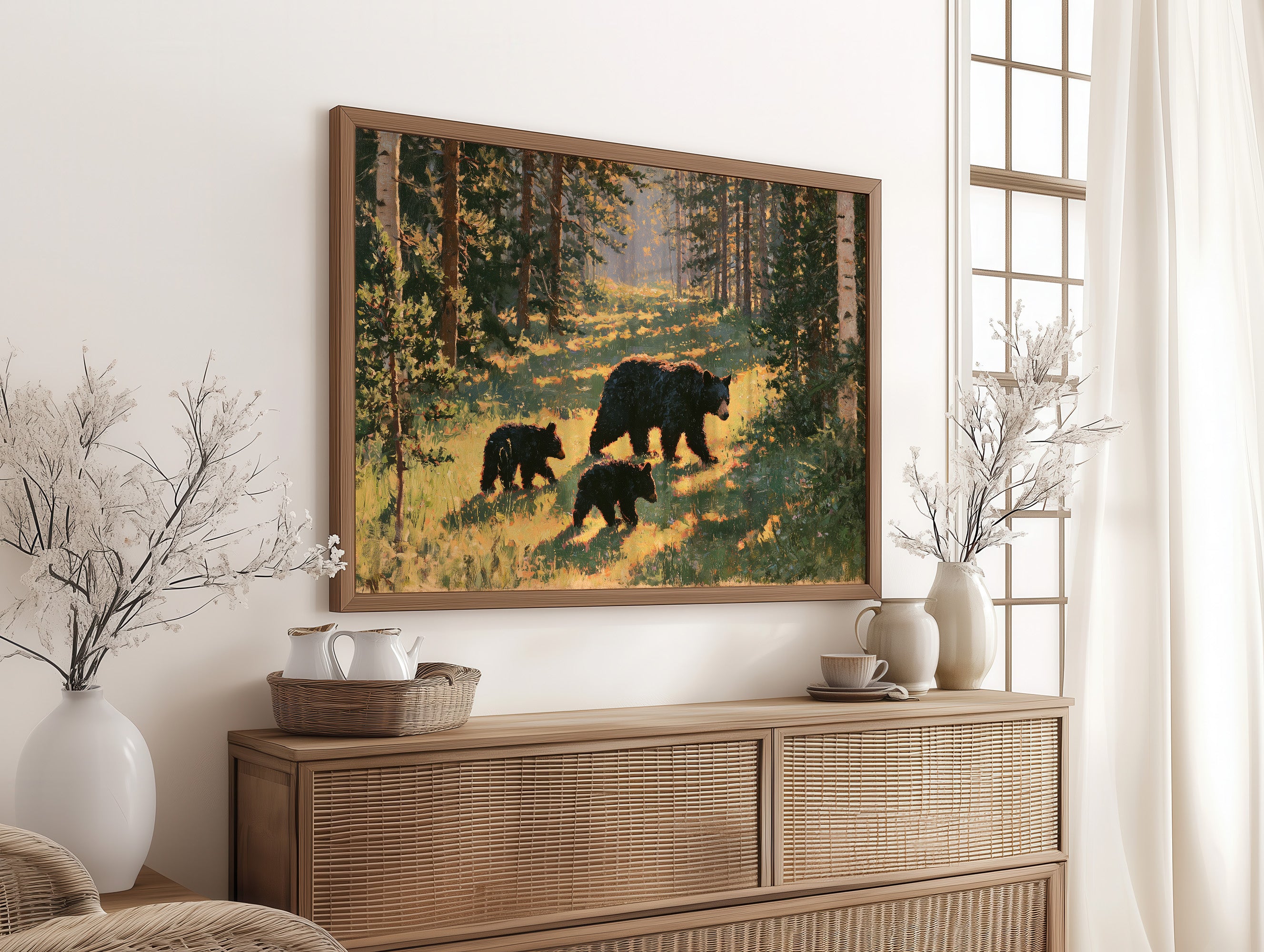 Black Bear Family, Dappled Trail