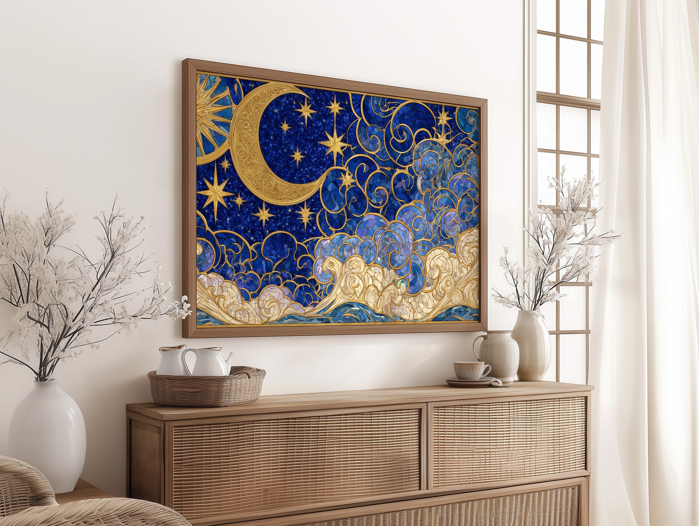Moon and Stars, Gilded Glass