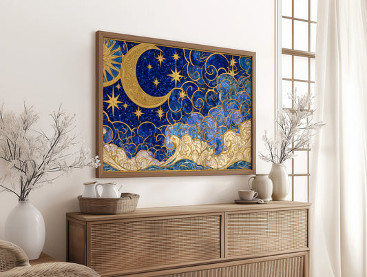 Moon and Stars, Gilded Glass
