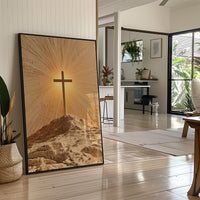 Radiant Cross on Rocky Hilltop