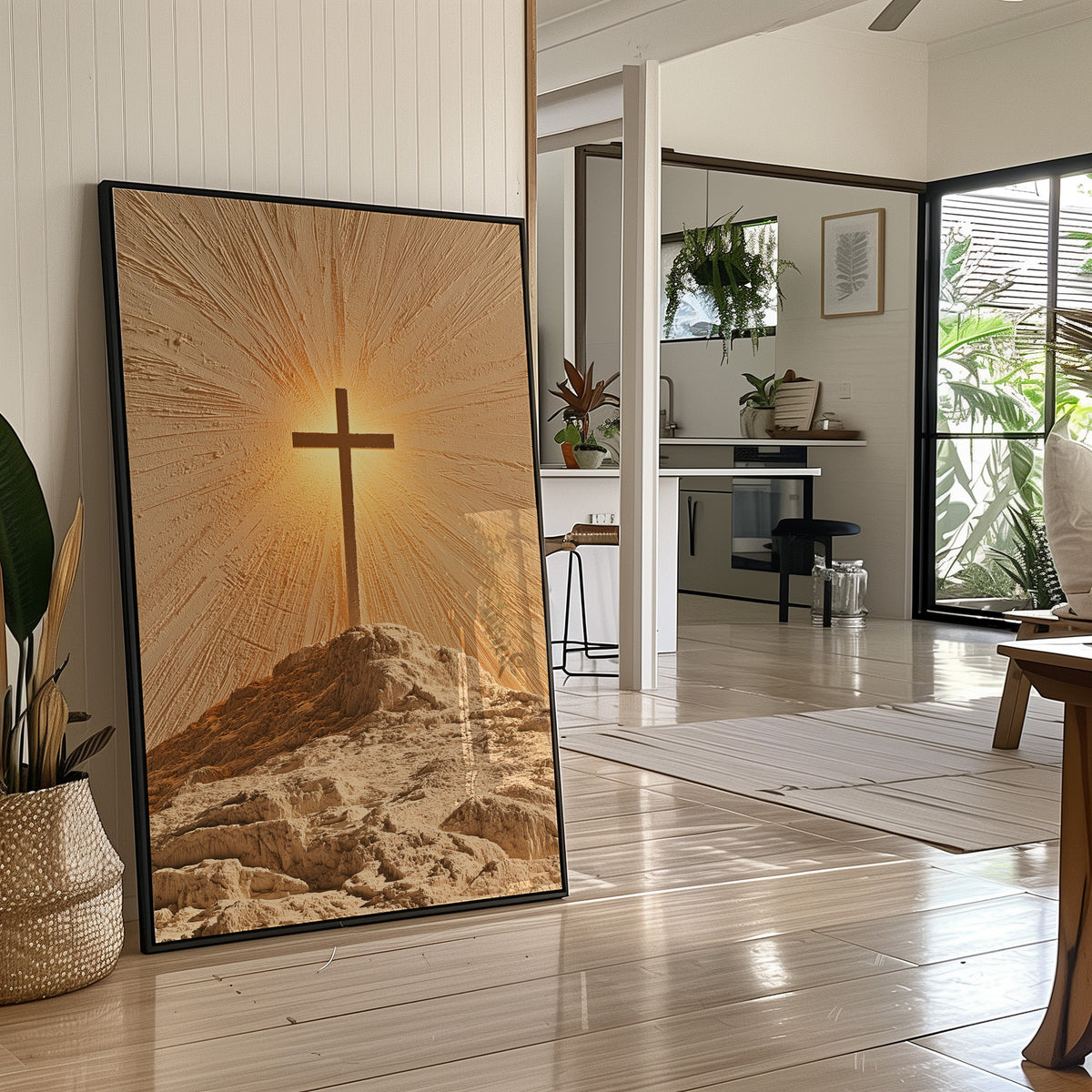 Radiant Cross on Rocky Hilltop