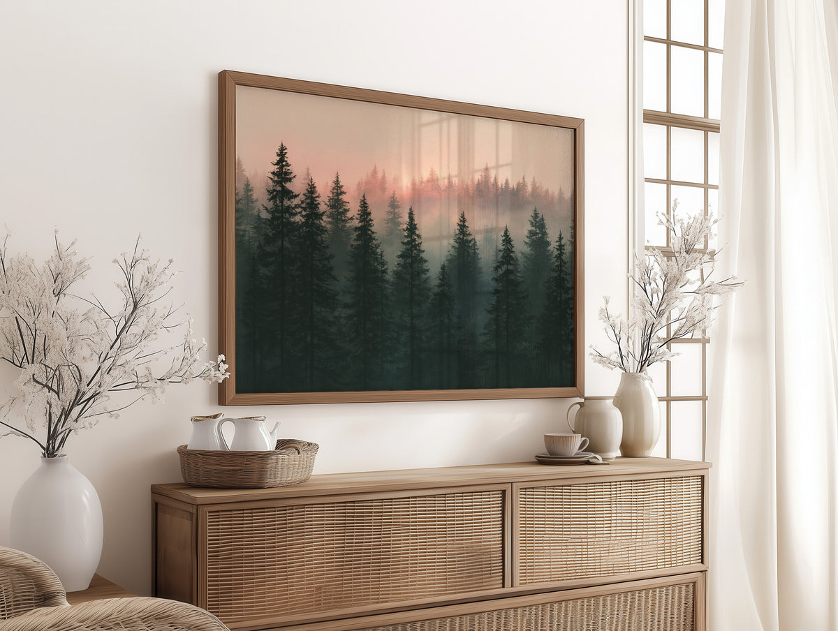 Pines Fading Into Fog