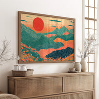 Retro Sunrise Over Ridgelines