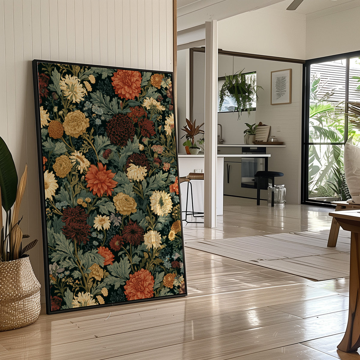 Midnight Chrysanthemum Floral Pattern
