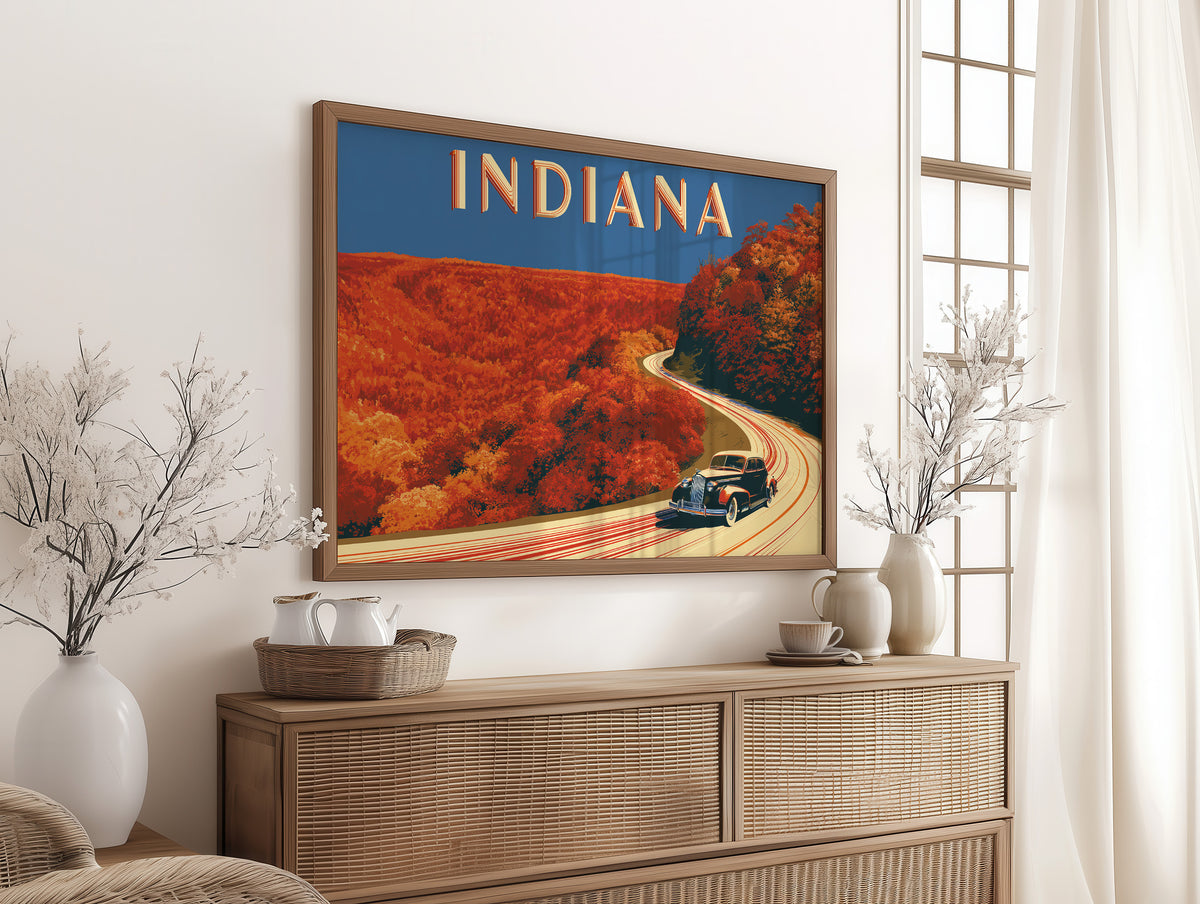 Indiana Autumn Highway Bend