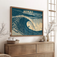 Hawaii Barrel Wave Woodcut