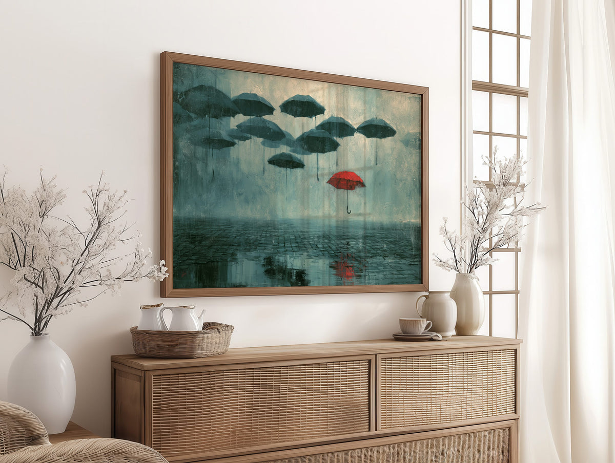 Red Umbrella Rises Above