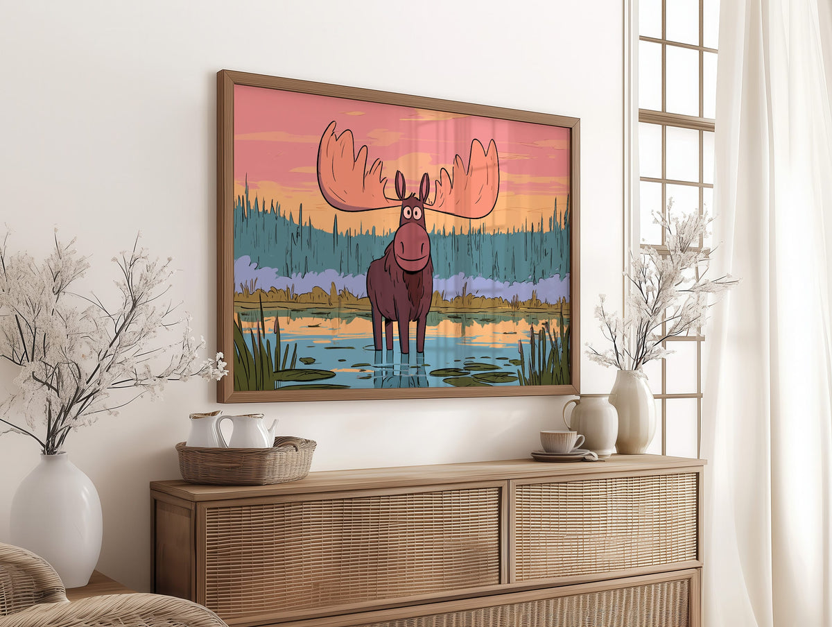 Wetland Moose Sunset Stare