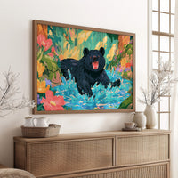 Black Bear Splashes Through Bloom