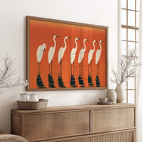 Egrets Wading Burnt Sunset