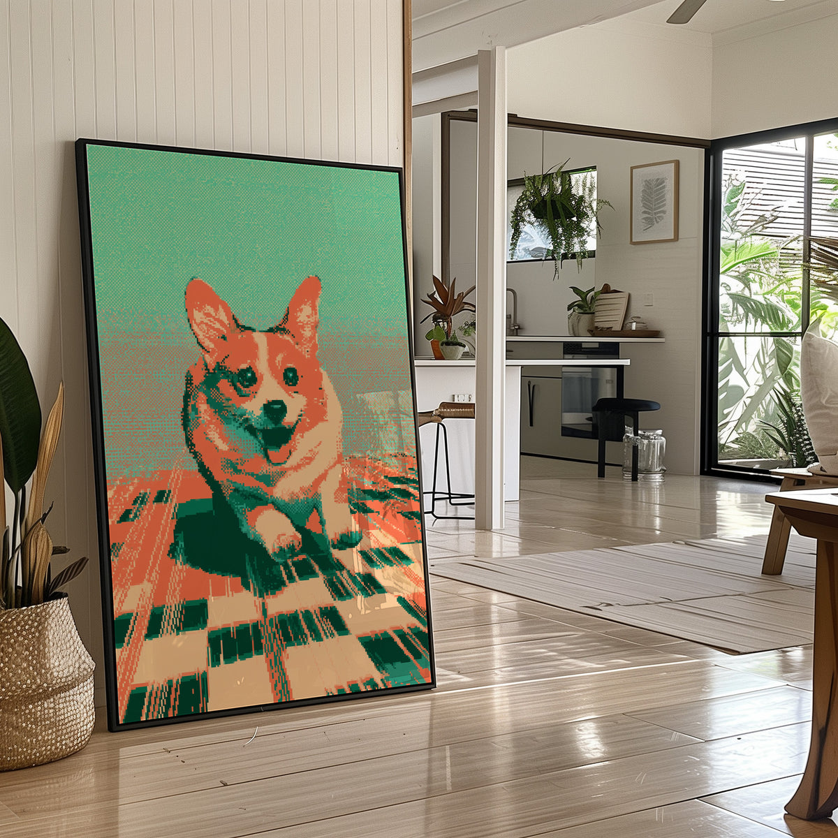 Pixelated Corgi Portrait Pop