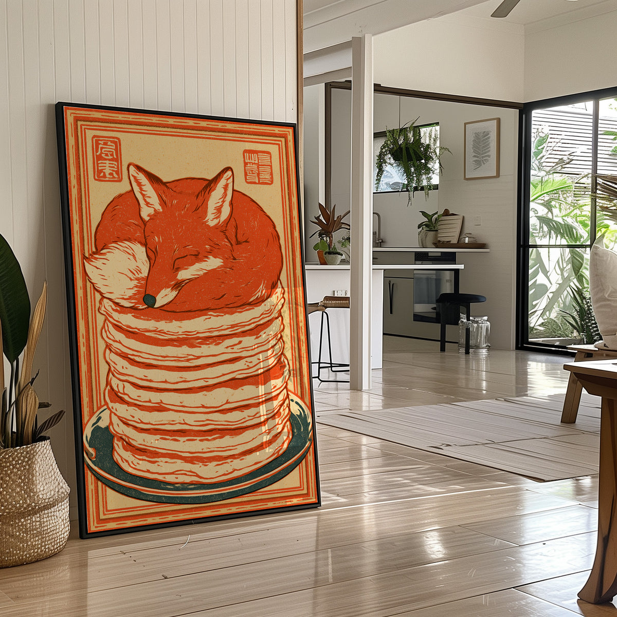 Fox Napping on Pancakes