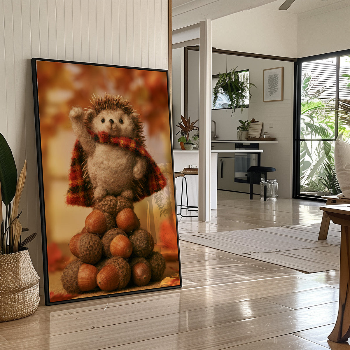 Felted Hedgehog Acorn Champion
