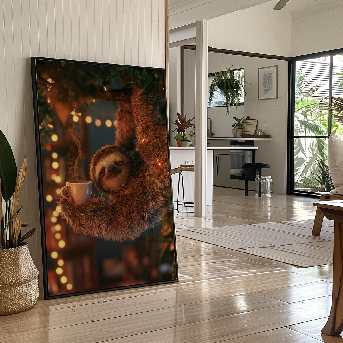 Sleepy Sloth Bokeh Coffee