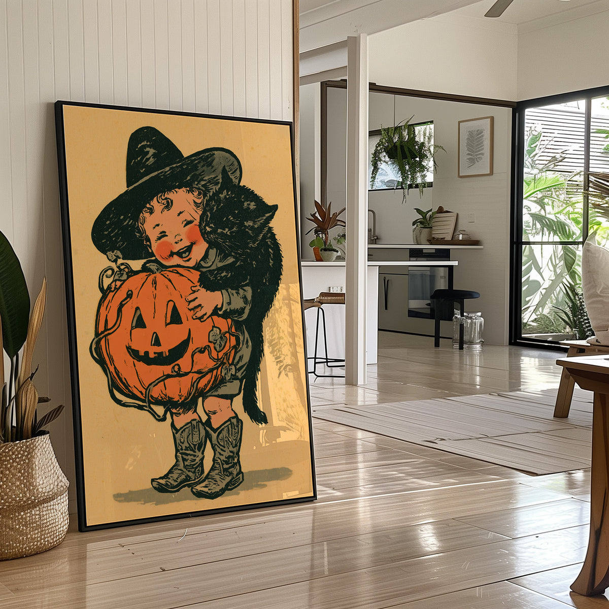 Vintage Halloween Child Pumpkin