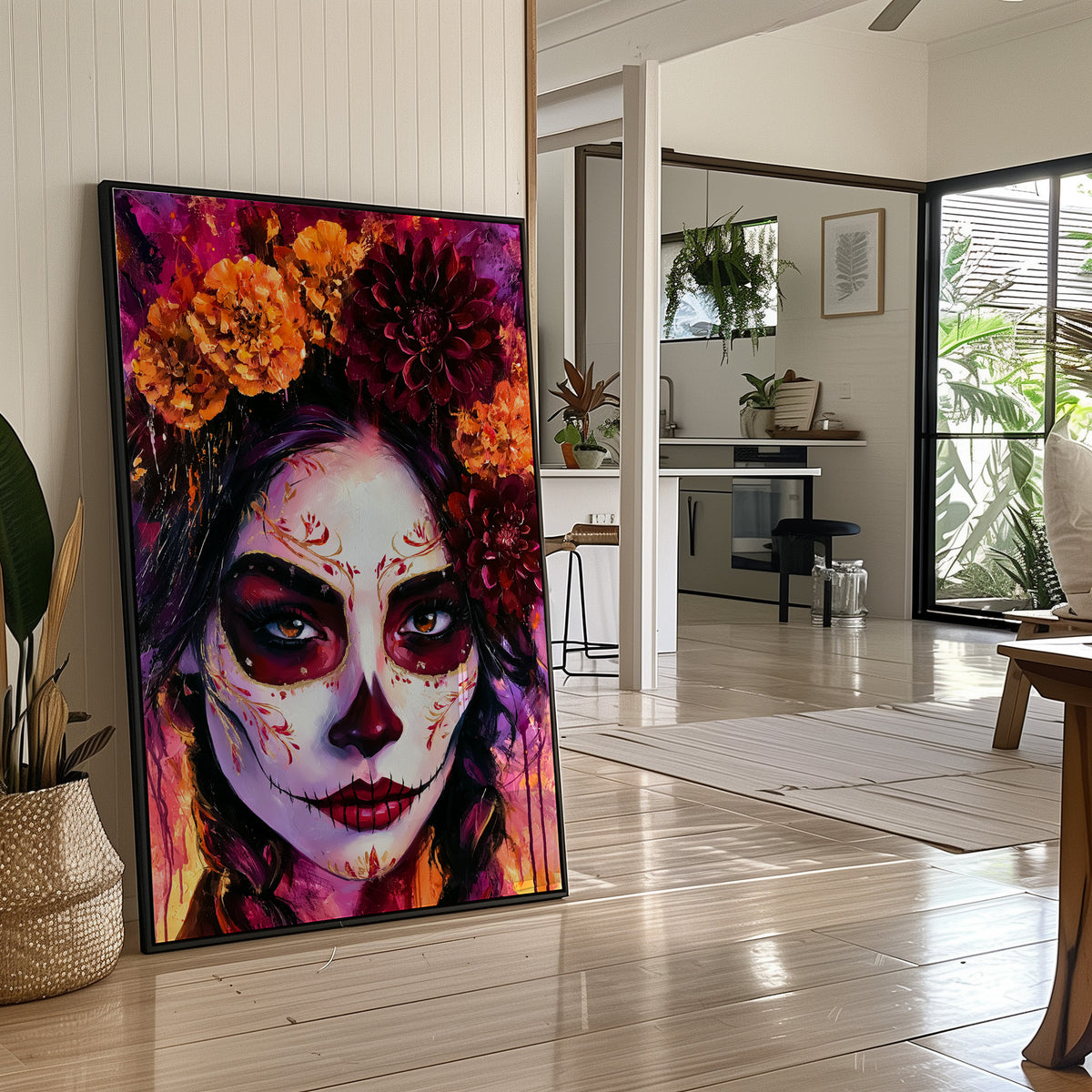 Sugar Skull in Marigold and Magenta