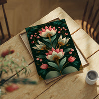 Pink Blooms on Darkened Green