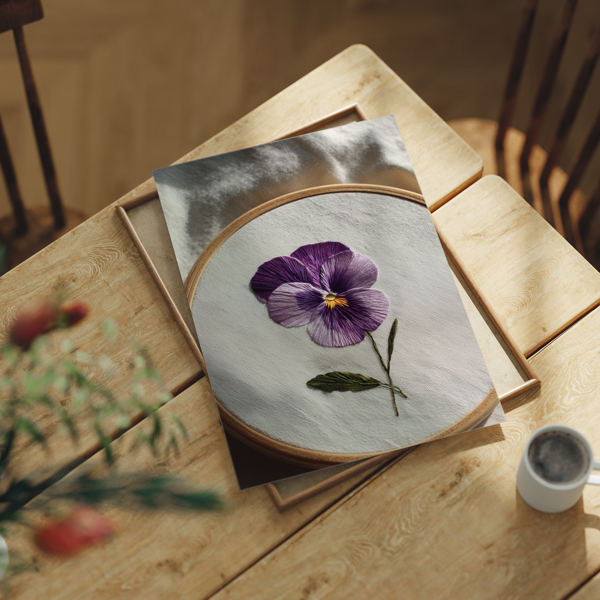 A Pansy Stitched with Care