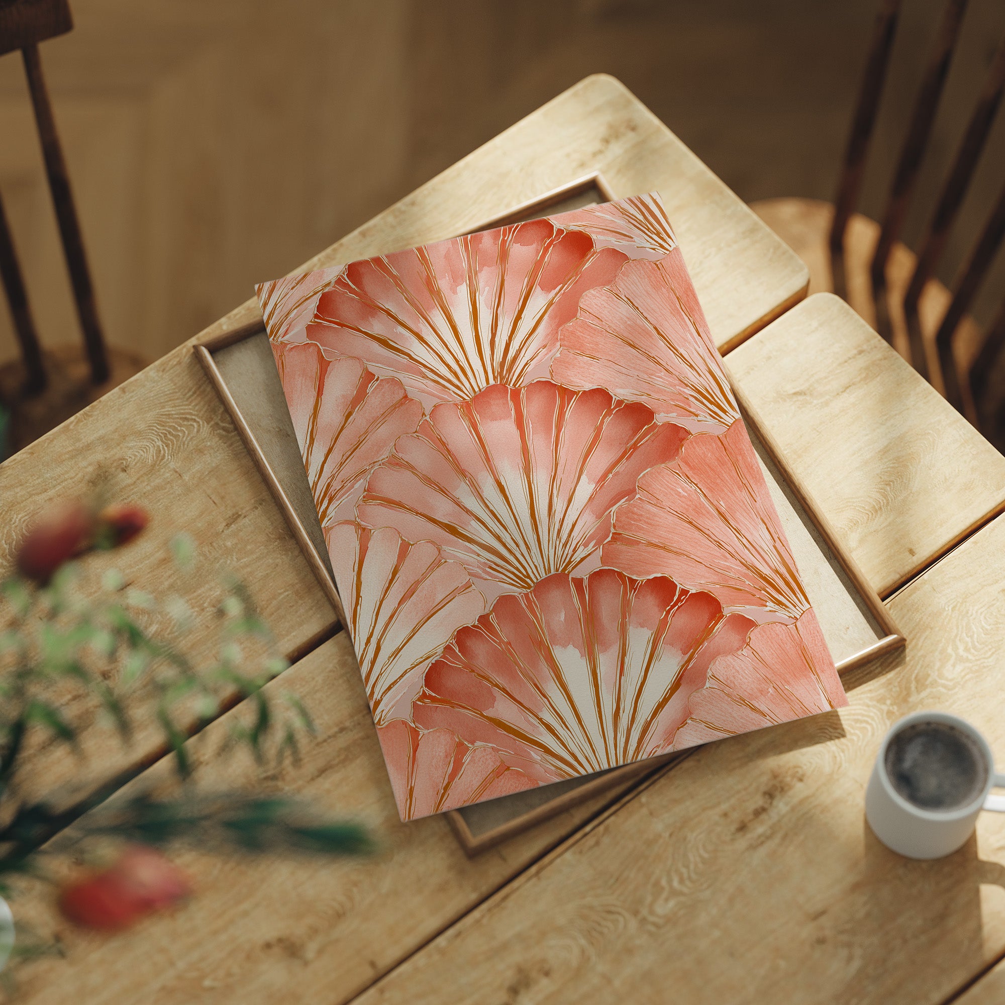 Scallop Shells in Sunset Coral