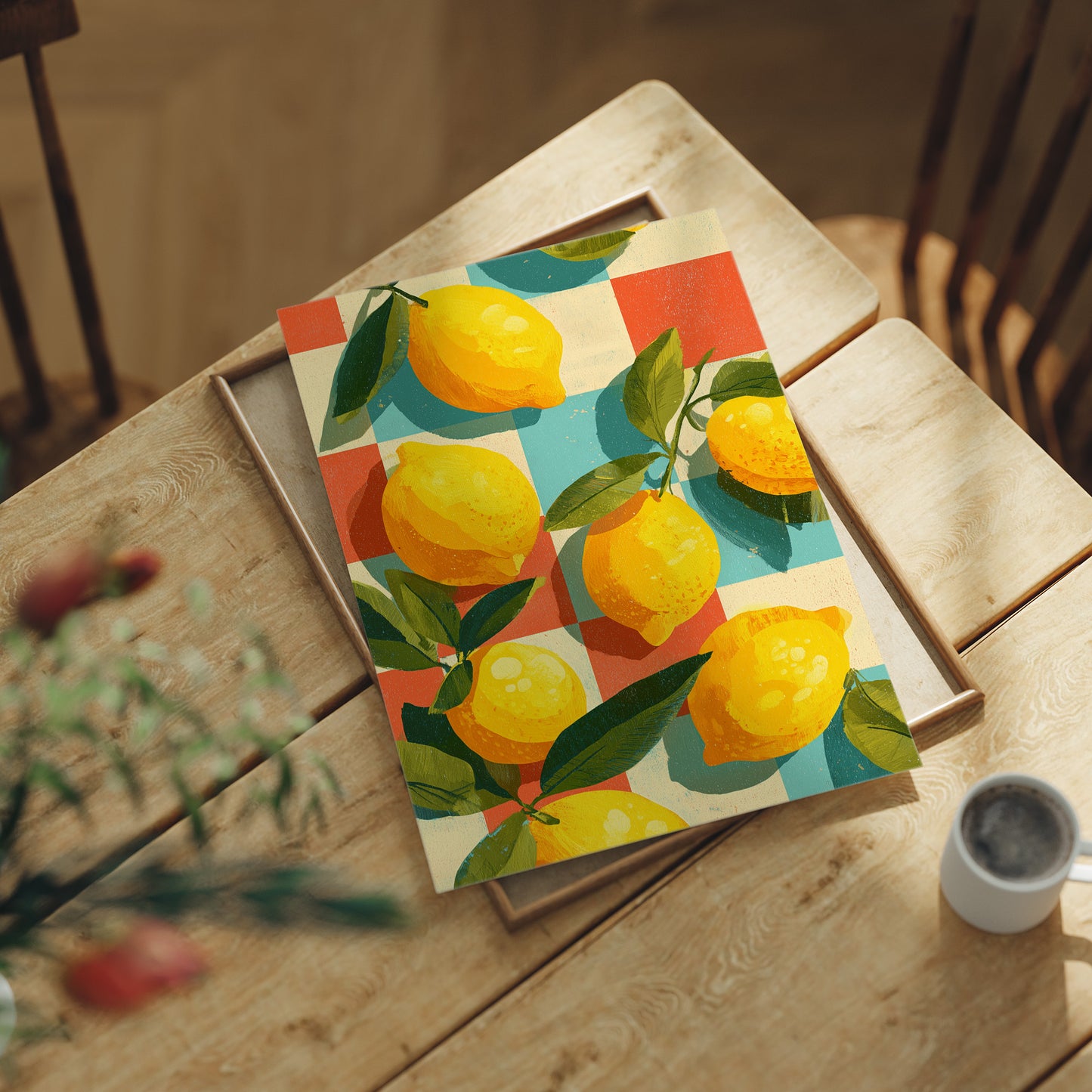 Lemons on a Retro Checkerboard