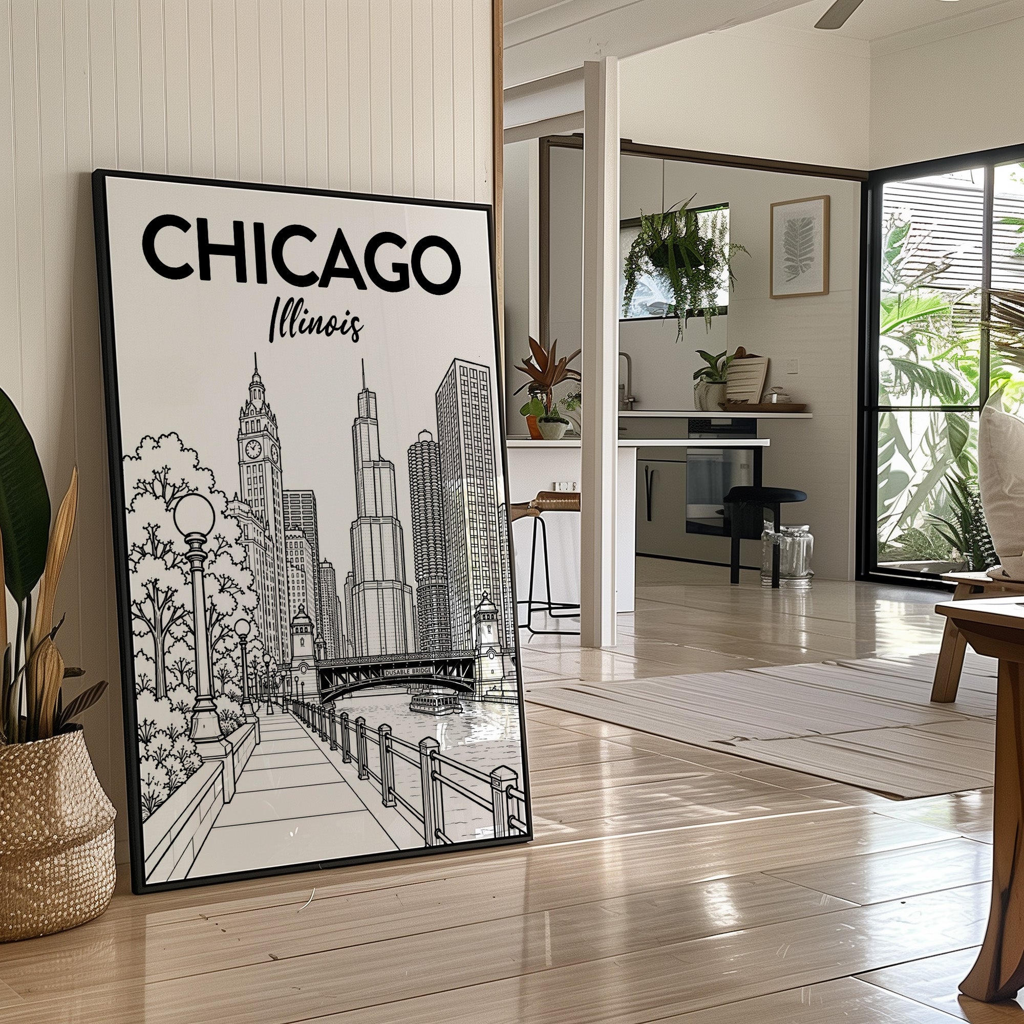 Chicago, Riverwalk Line Art