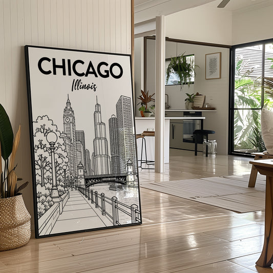 Chicago, Riverwalk Line Art