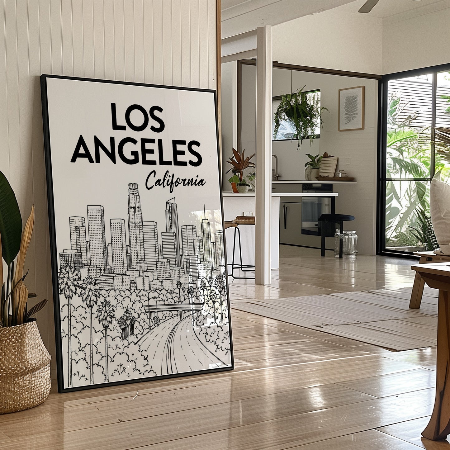 LA, Freeway Skyline Line Art