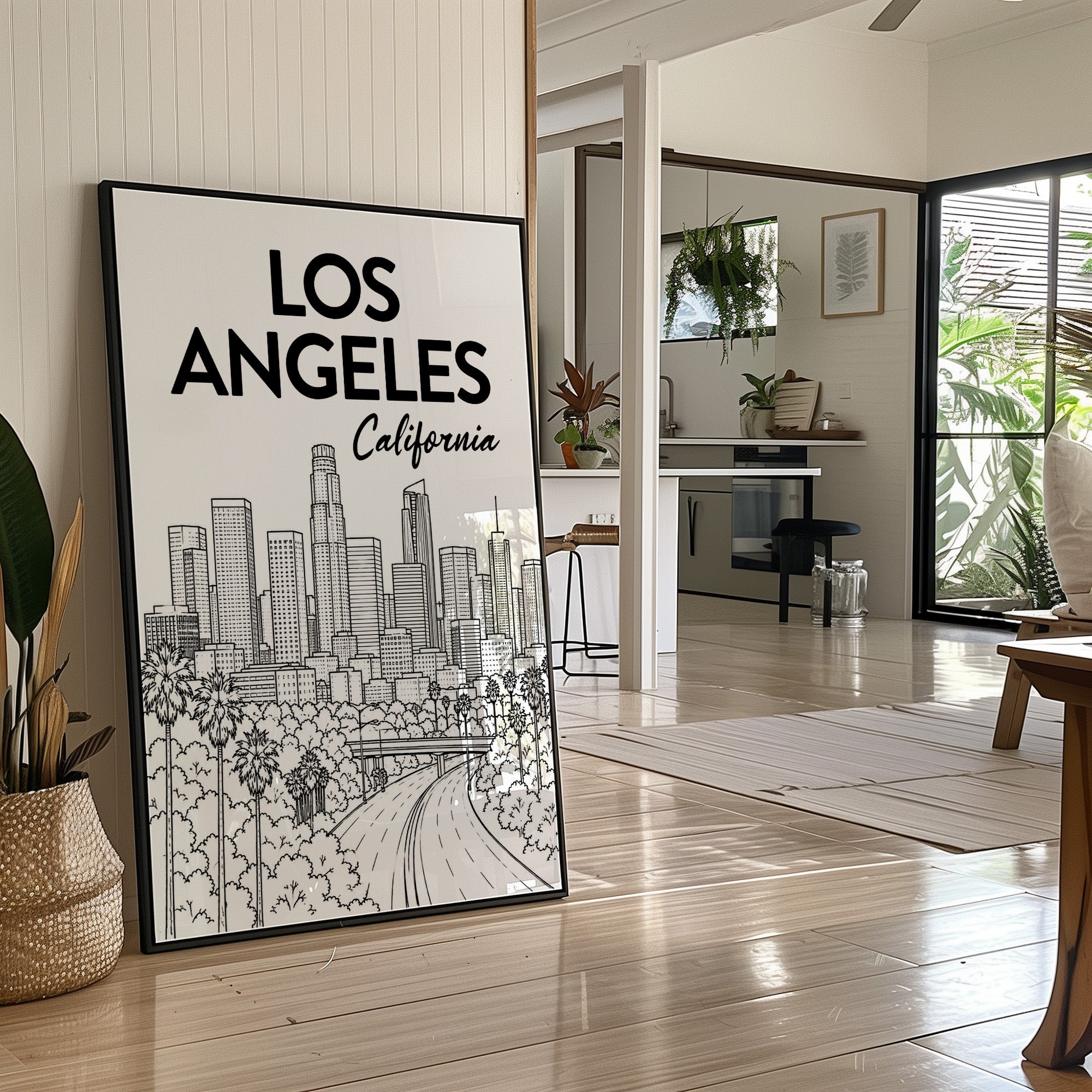 LA, Freeway Skyline Line Art