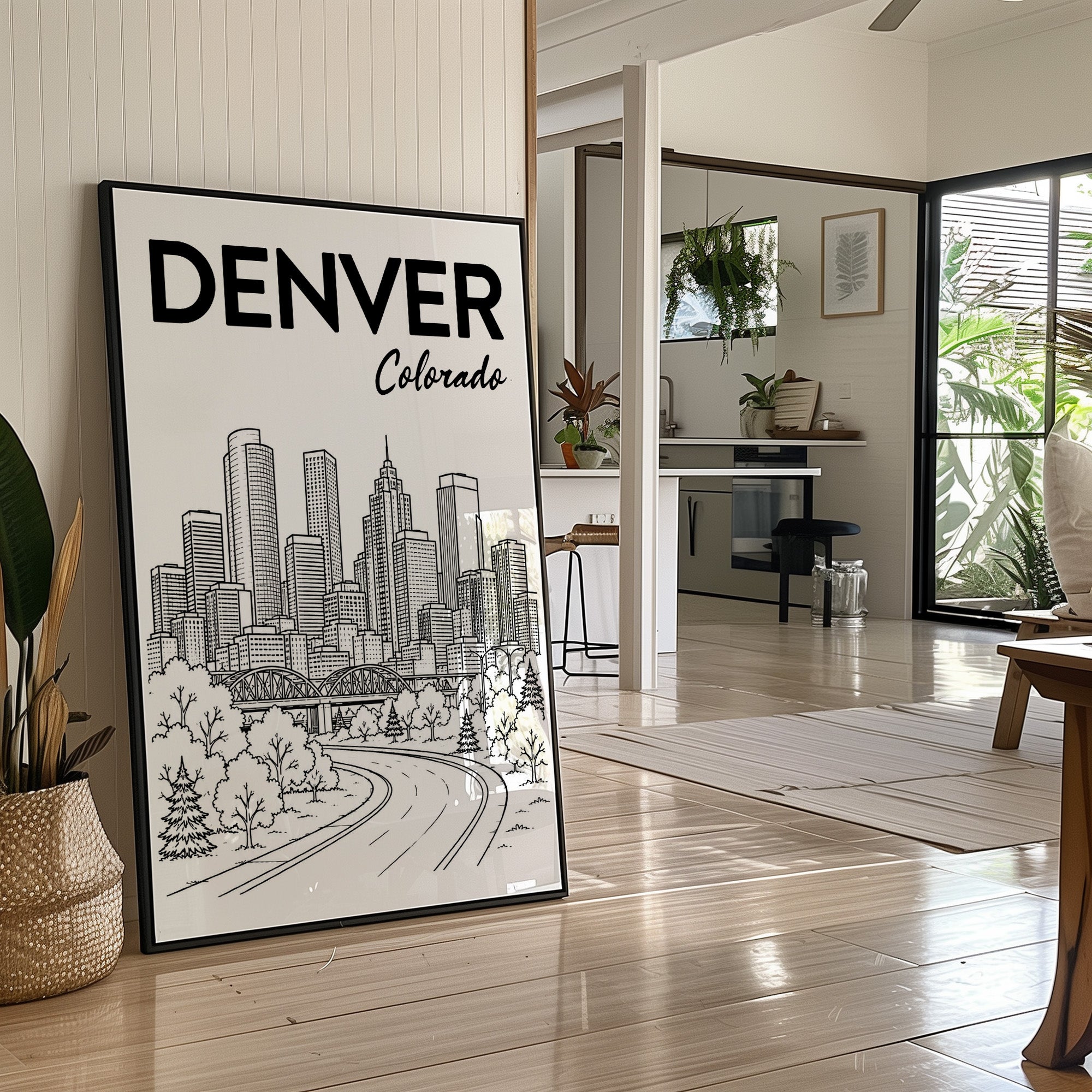 Denver, Winding Road Line Art