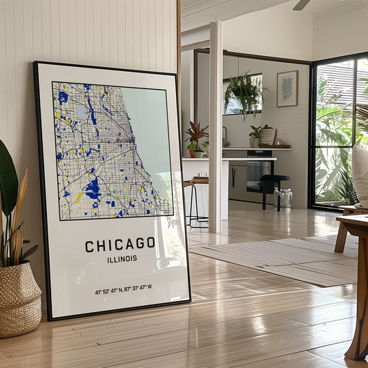 Chicago, Mapped in Navy & Gold