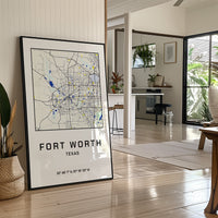 Fort Worth, Mapped in Navy & Gold