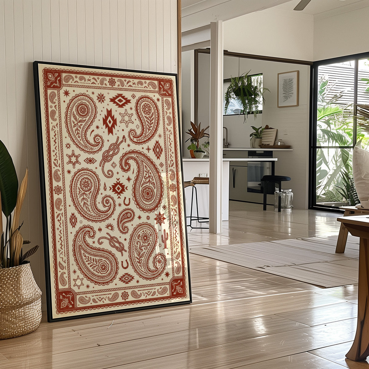 Rust Paisley Western Bandana Print