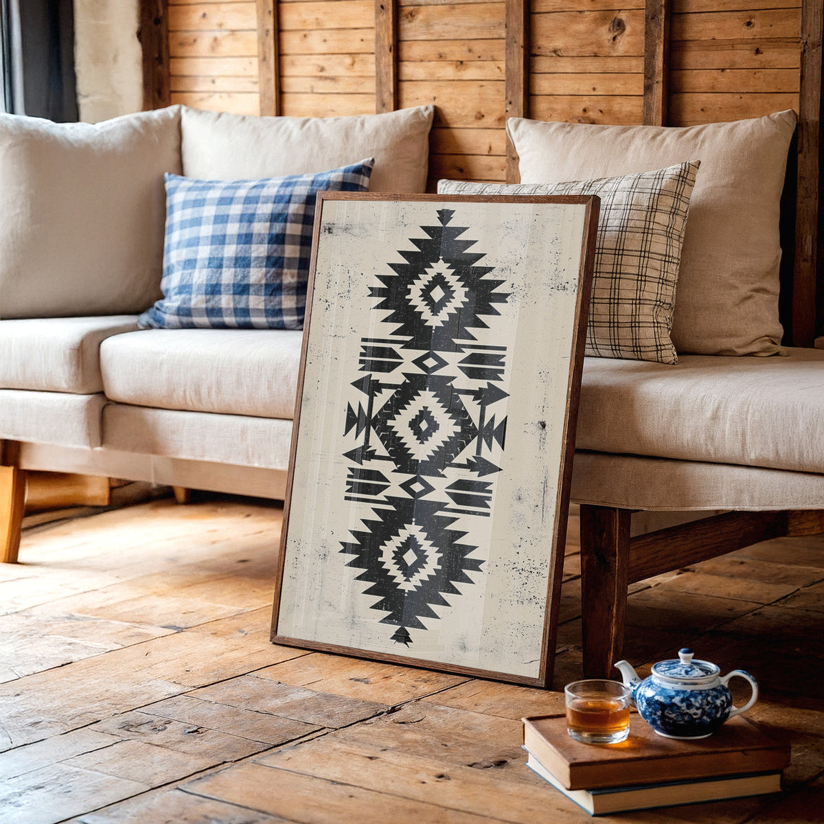 Distressed Black Aztec Arrow Medallion
