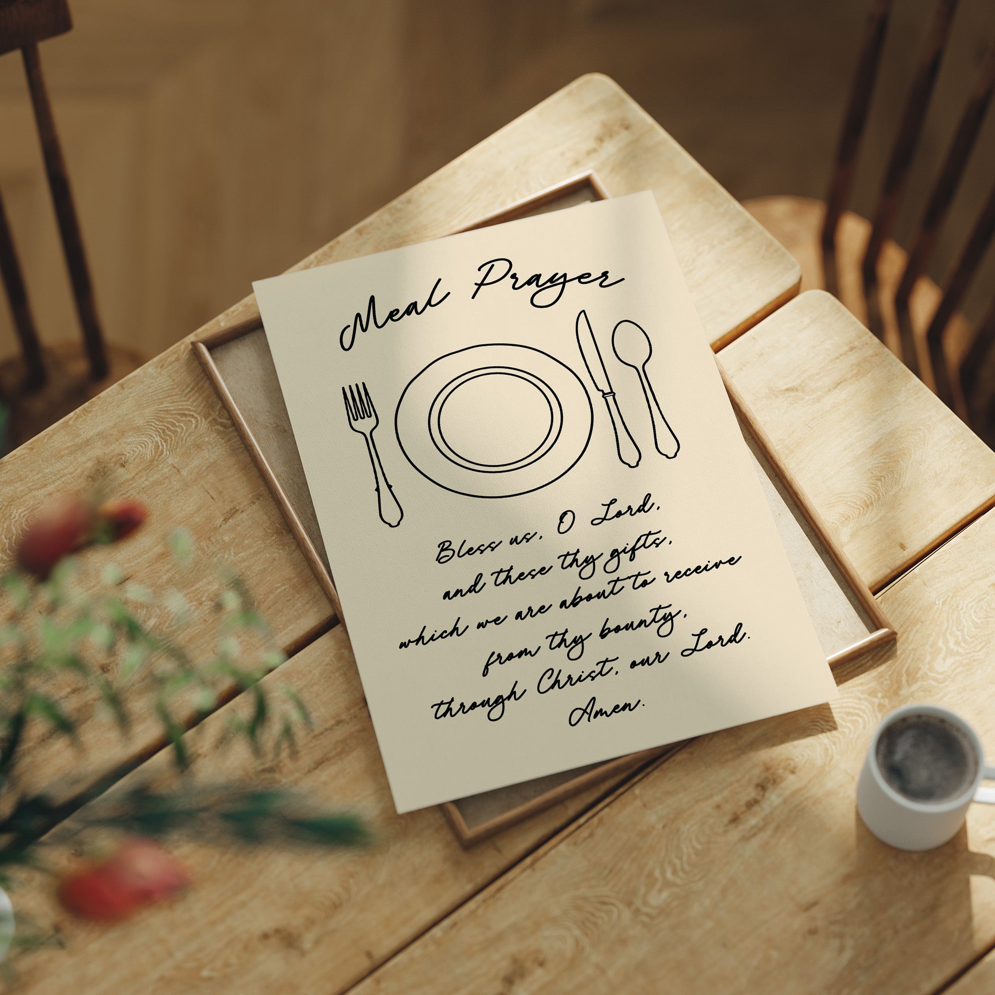 Meal Prayer — Bless Us O Lord Line Art Print