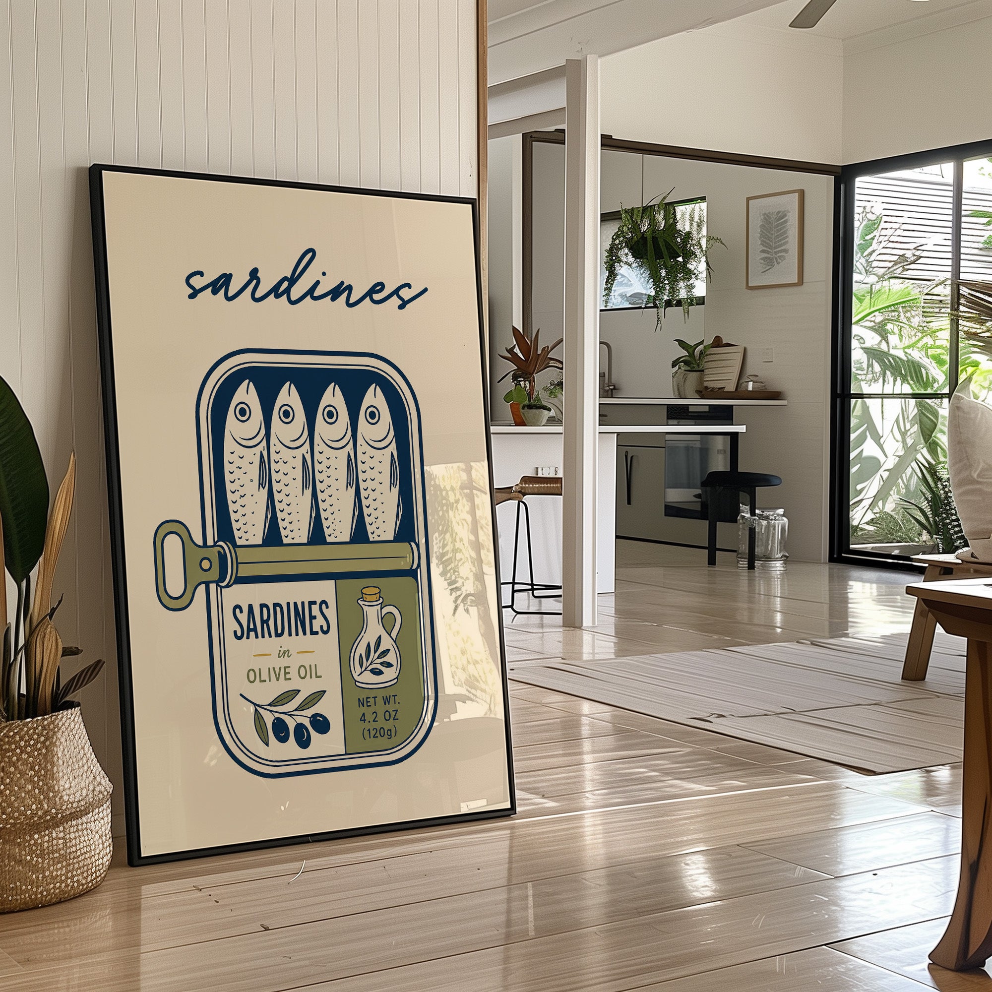 Sardines in Olive Oil — Vintage Tin Label Print