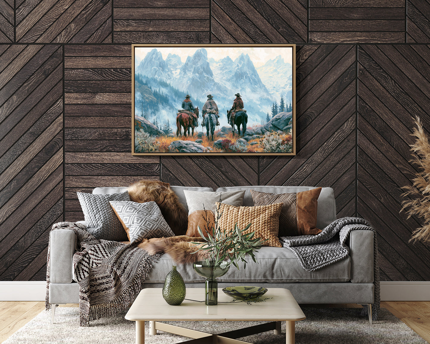Three Riders Facing the Peaks