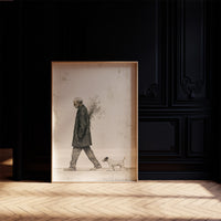 The Old Man Carrying Wildflowers — Surreal Figurative Print