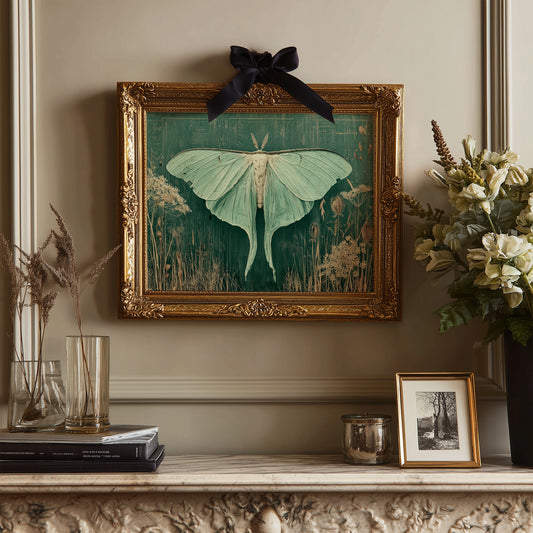 Luna Moth Among Wild Grasses