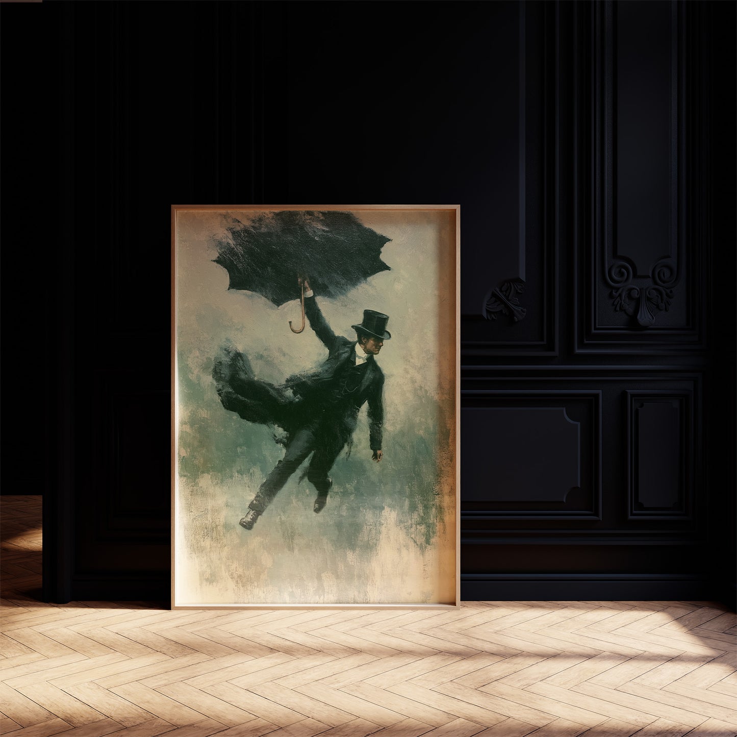 The Falling Gentleman — Victorian Surrealist Oil Print