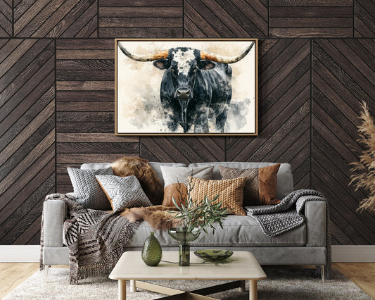 Longhorn Watercolor Portrait