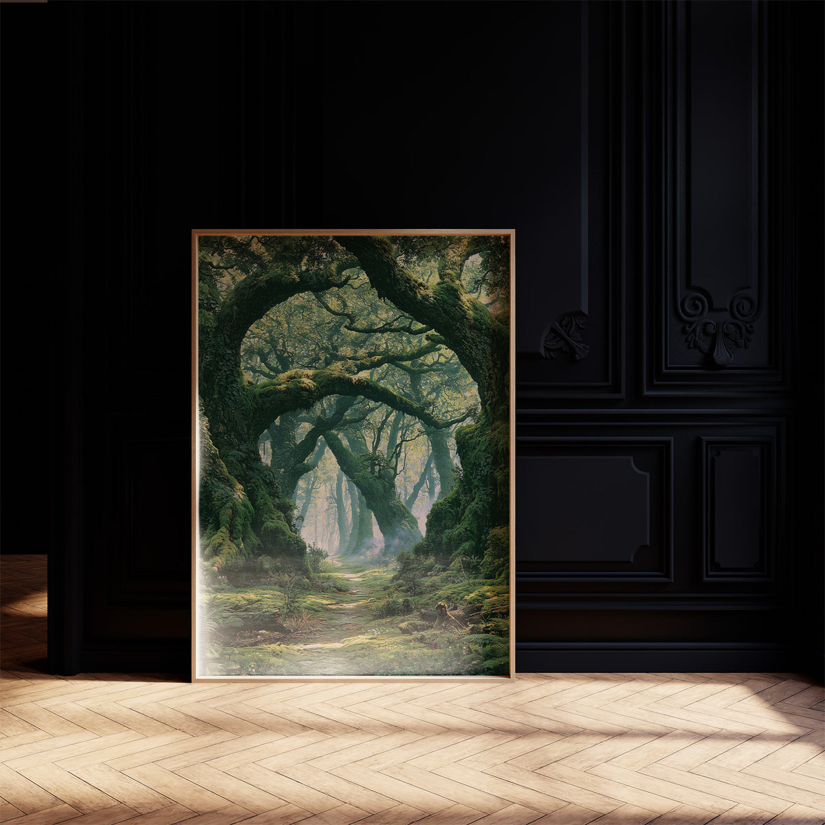 The Mossy Archway — Ancient Forest Path Painting