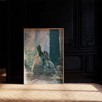Two Rabbits in Morning Light — Close-Up Forest Painting