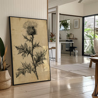 Thistle Study — Heavy Crosshatch Botanical Engraving