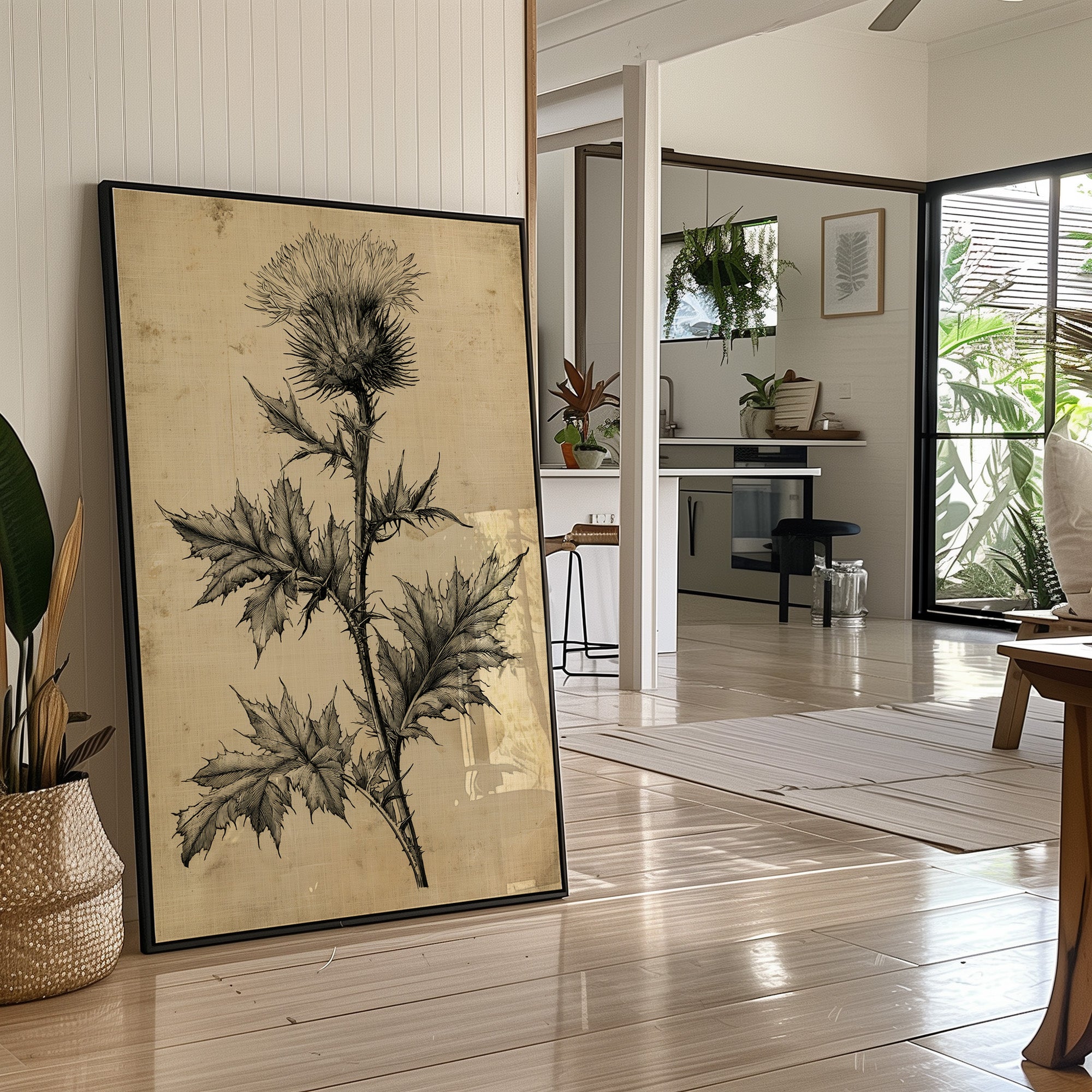 Thistle Study — Heavy Crosshatch Botanical Engraving