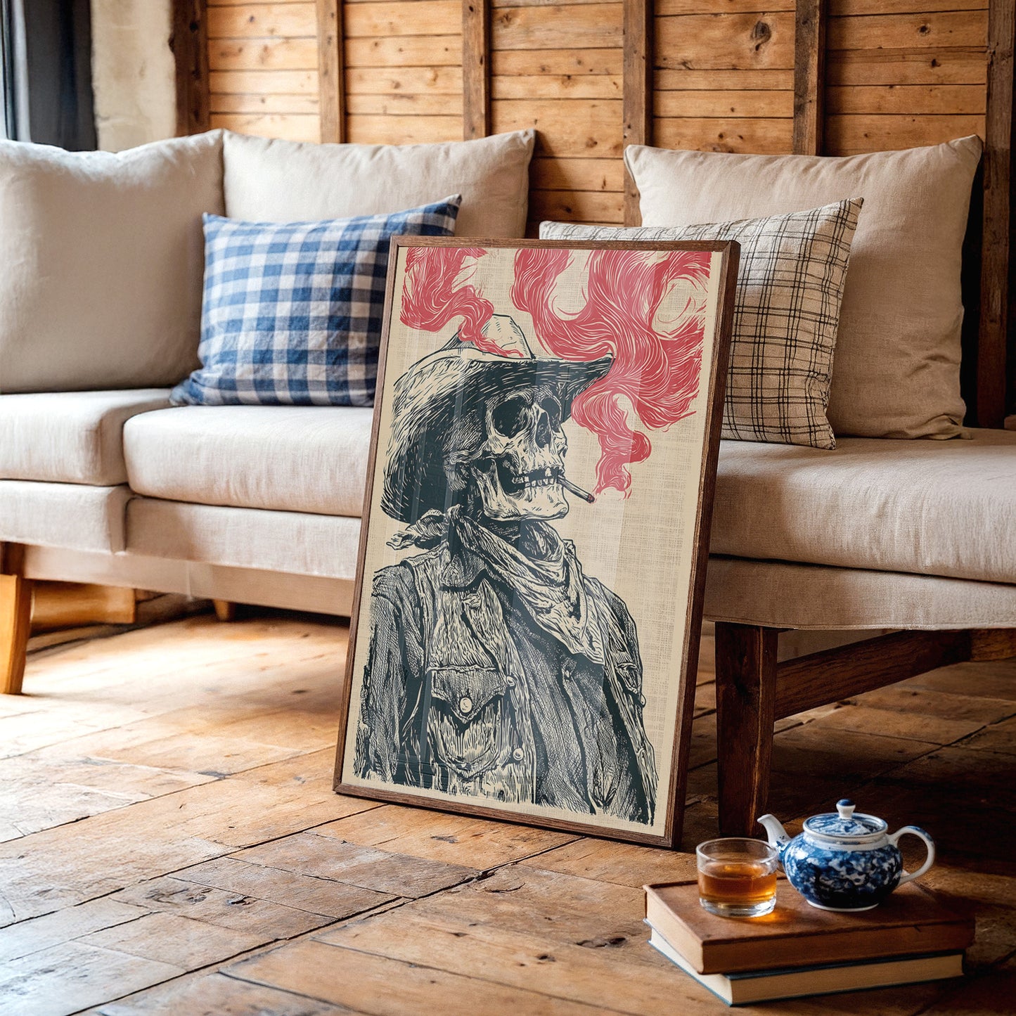 The Last Cowboy — Profile Skeleton Engraving Print