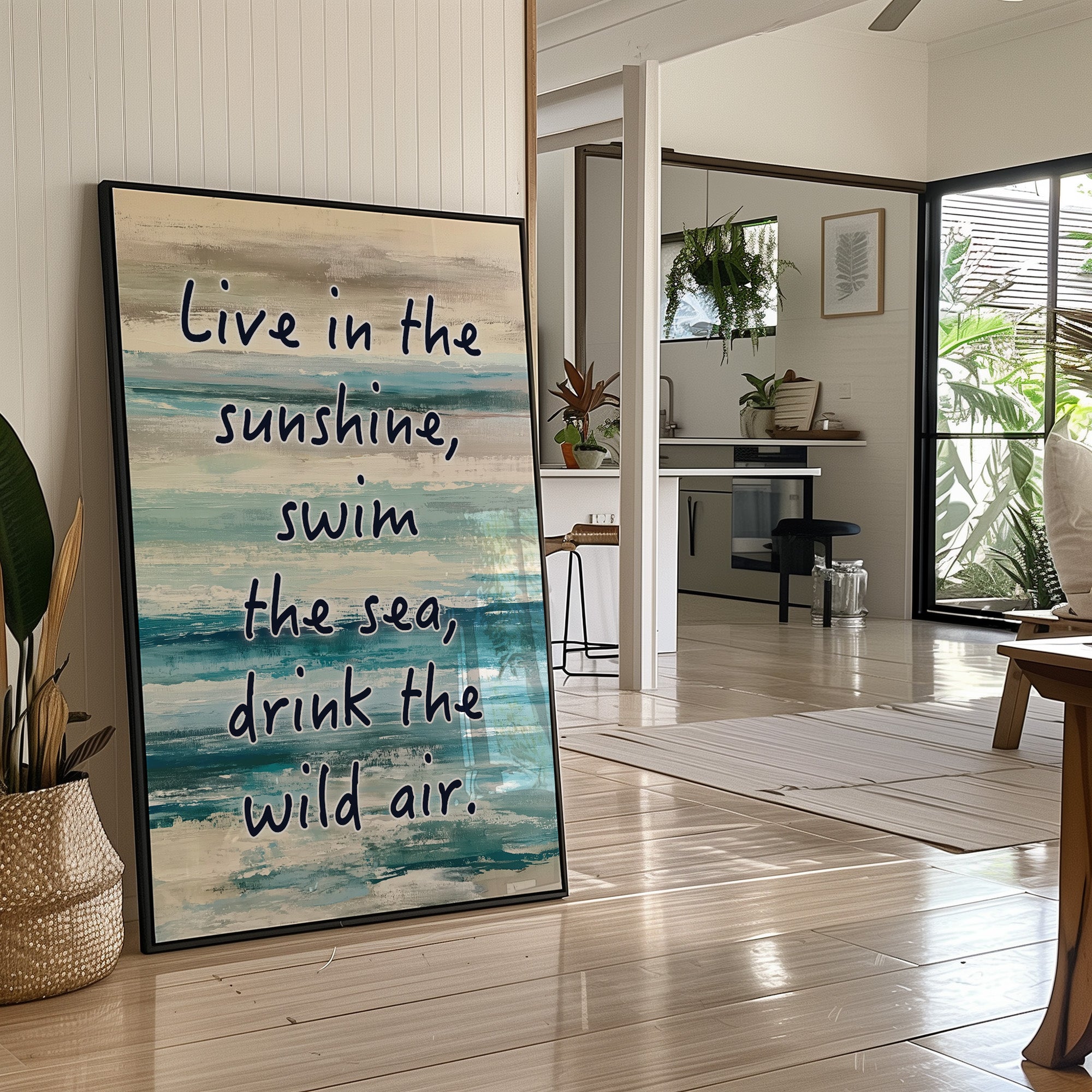 Live in the Sunshine — Coastal Abstract Quote Print