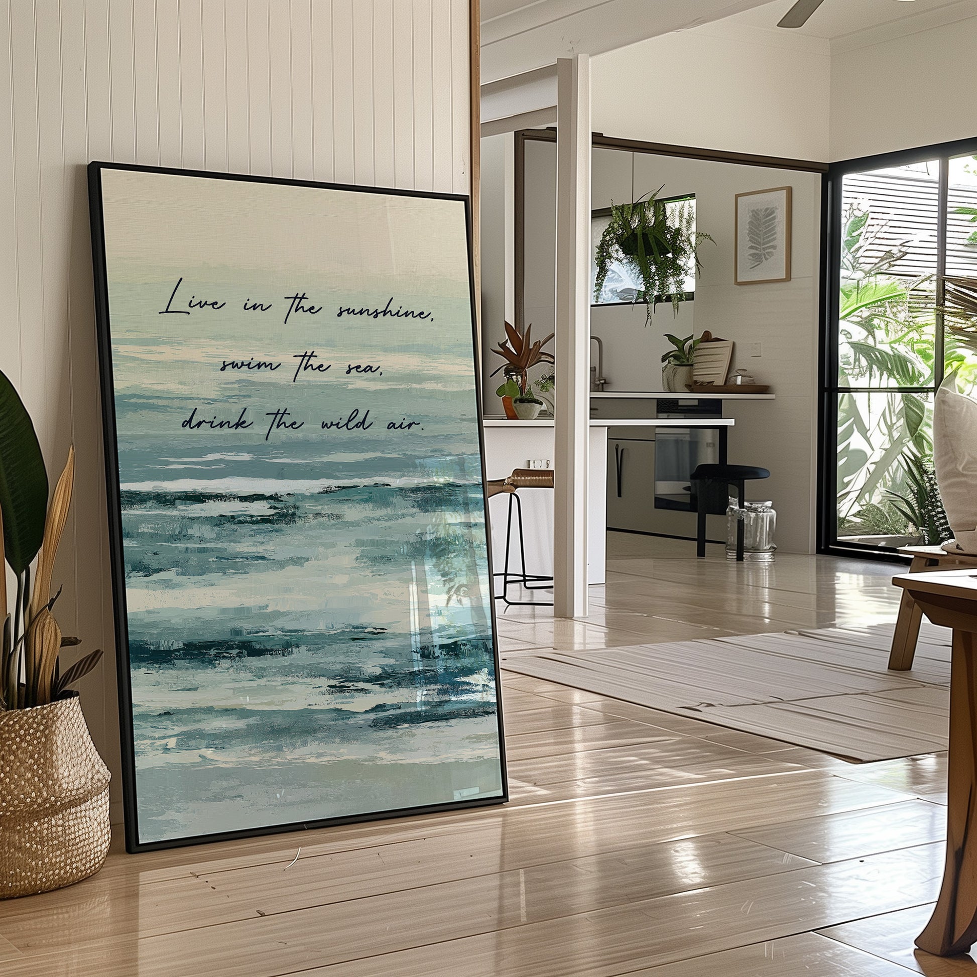 Live in the Sunshine — Seafoam Abstract Quote Print