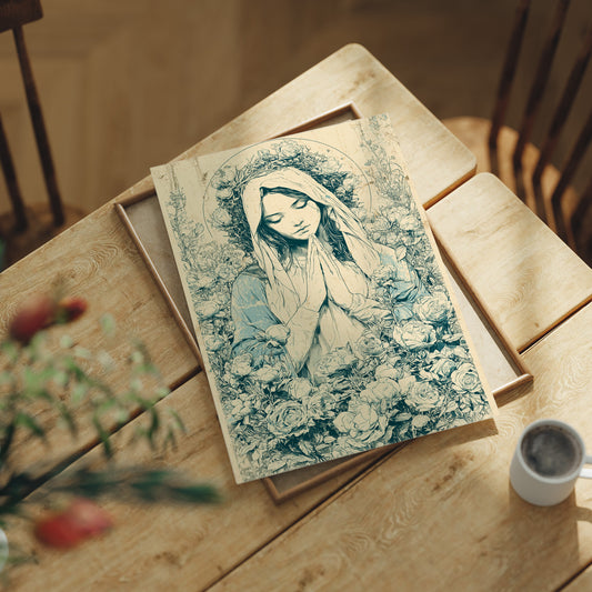 Madonna in Roses — Blue Wash Devotional Engraving